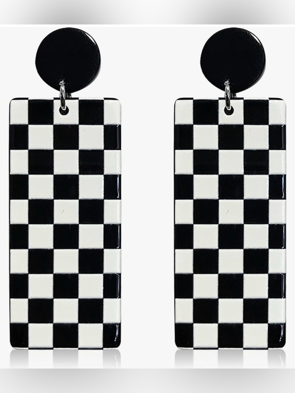 Black & White Checkerboard Statement Earrings
